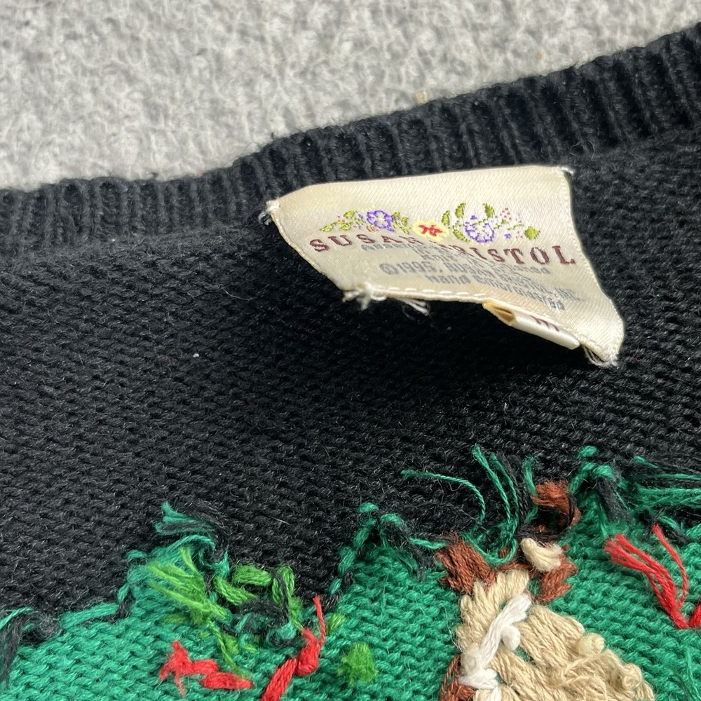 Vintage 90s Susan Bristol Cardigan Sweater Noah's Ark Rainbows Womens Medium - Picture 5 of 8